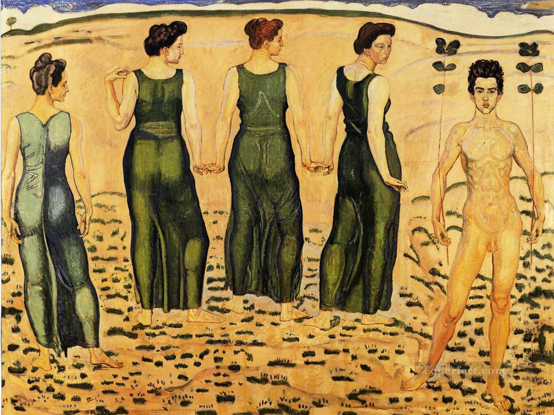 Ferdinand Hodler: Youth Amired by the Woman